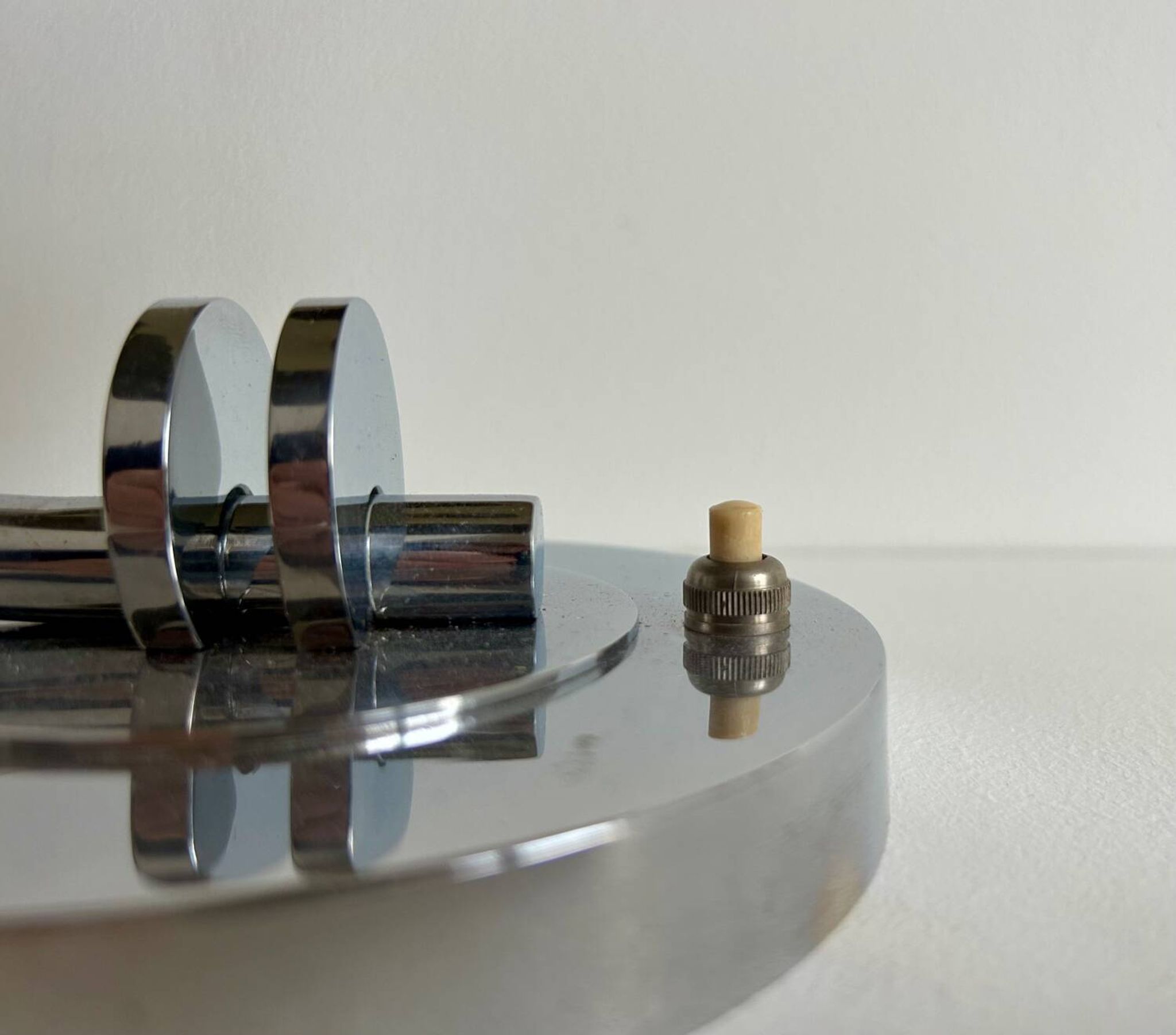 Vintage table lamp, modernist chrome metal, France 1930