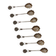Set of six Portuguese sterling silver teaspoons with r decoration