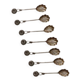 Ensemble de six cuilleres à café  en argent sterling portugais à décor en r