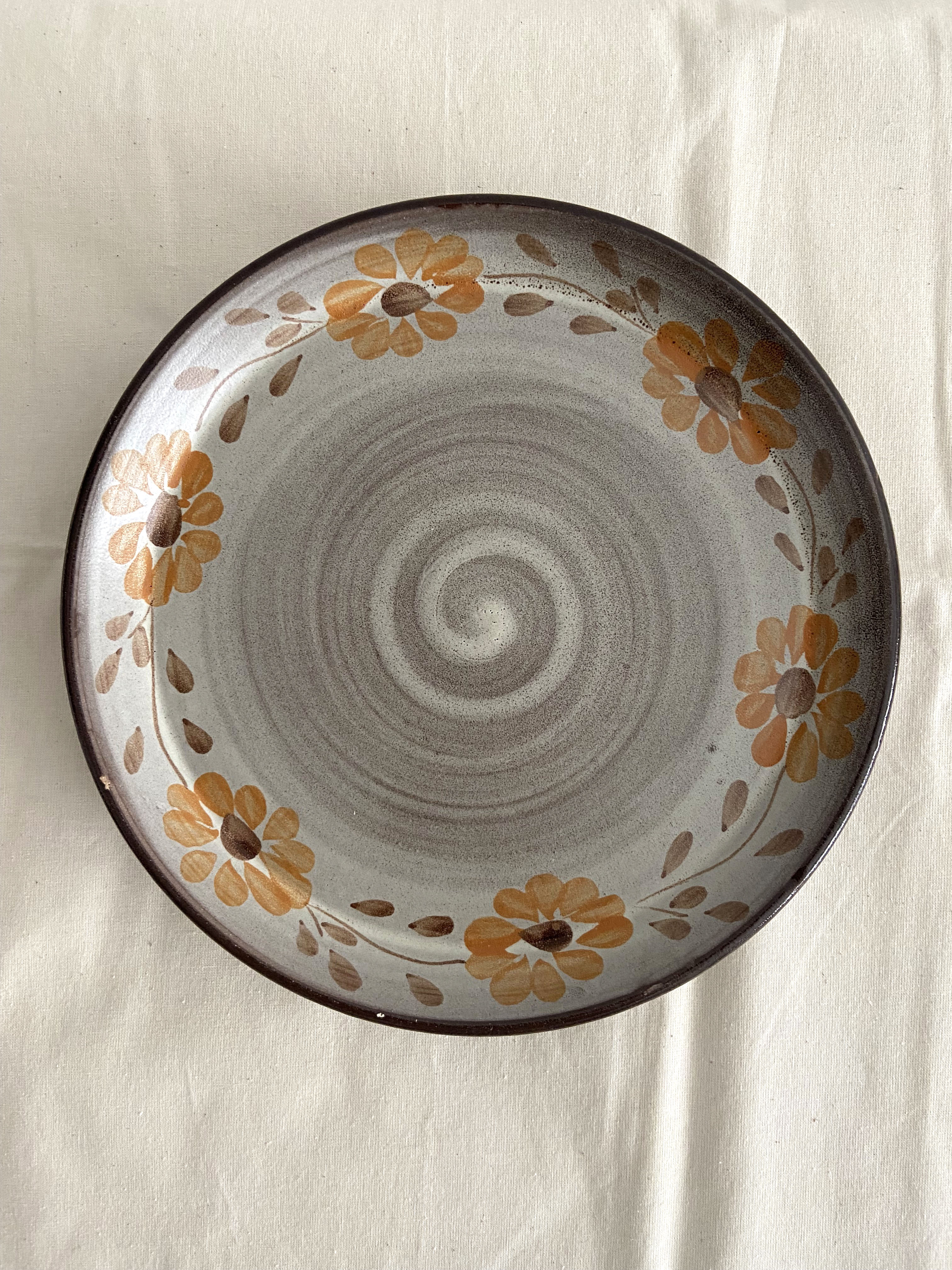 Set of 6 painted sandstone plates