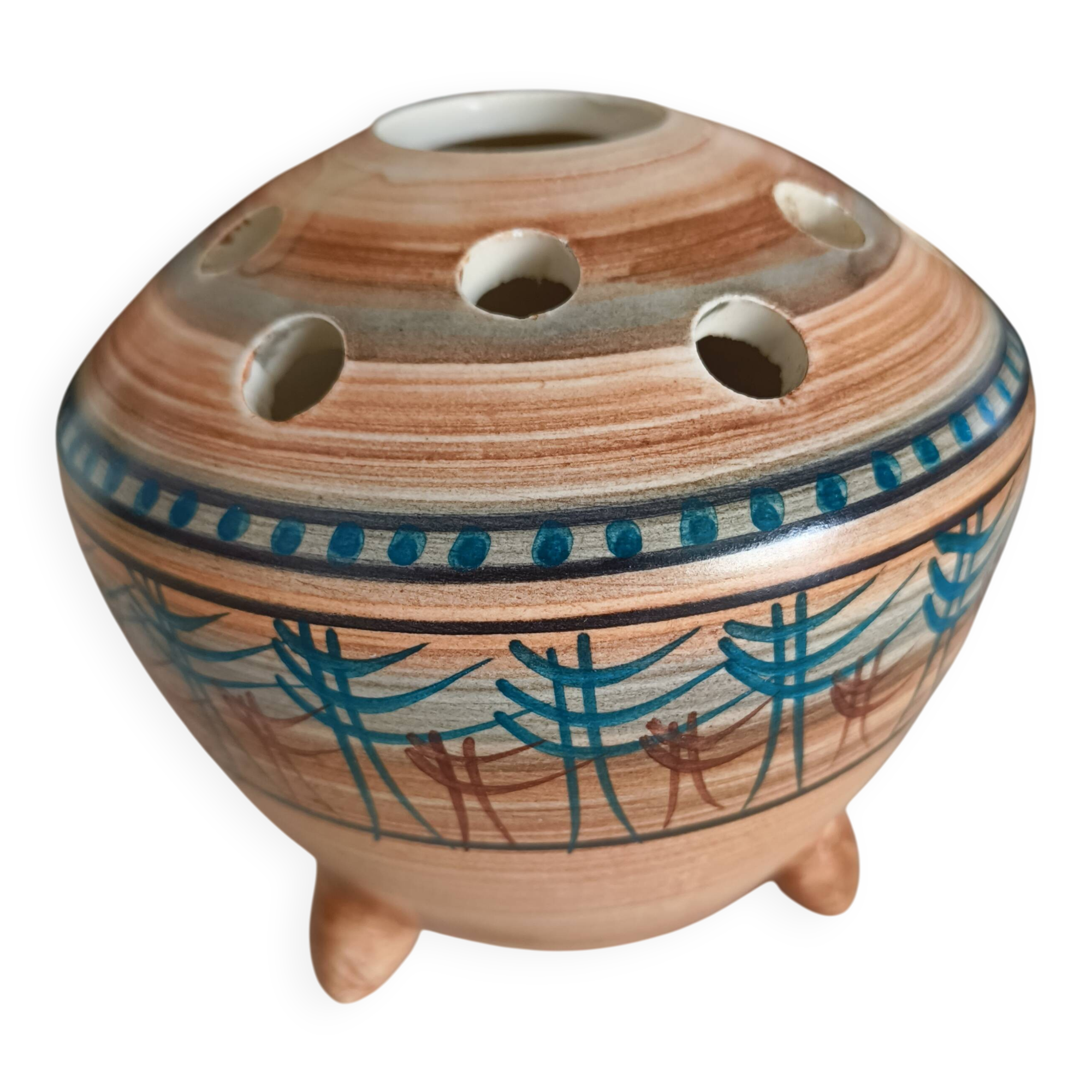 Tripod flower holder Vallauris signed MG – 1950s Superb flower holder in