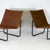 Pair of KEBE drivers, Denmark, circa 1975. Steel and "chocolate" canvas