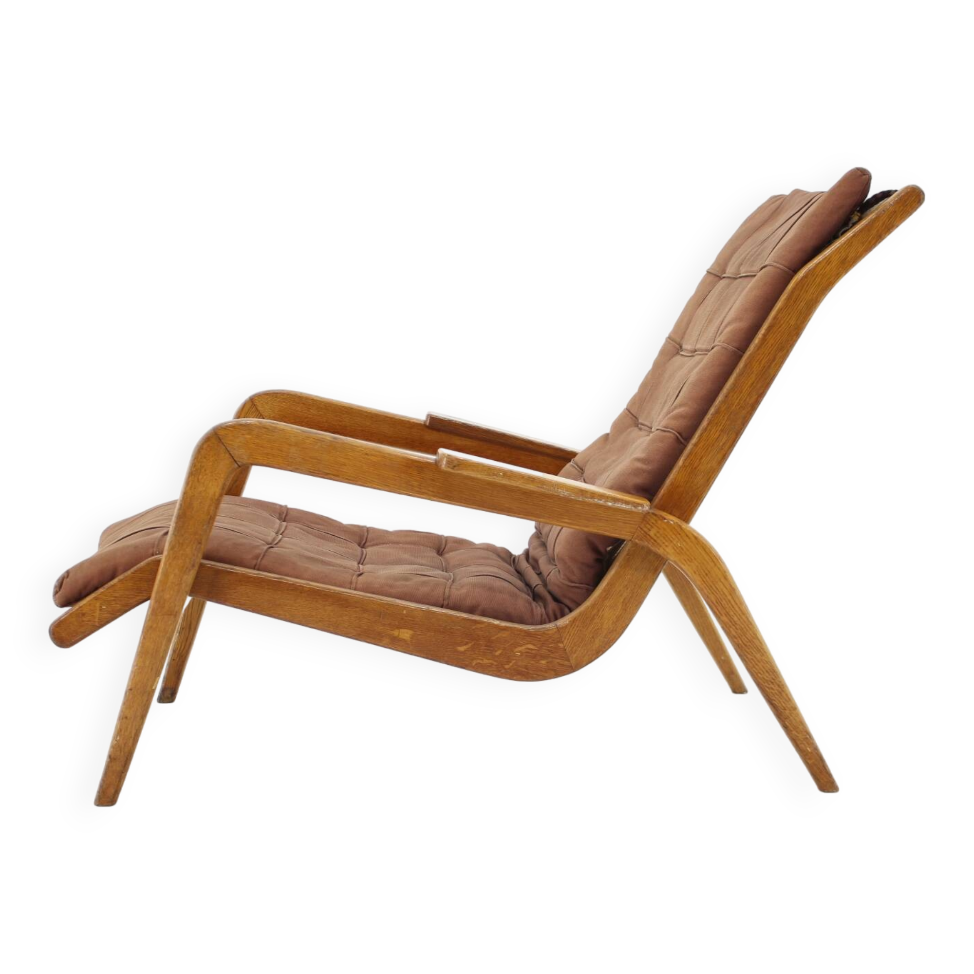 1960s Jan Vanek Very Rare Relaxing Oak Armchair, Czechoslovakia