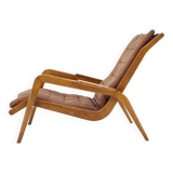 1960s Jan Vanek Very Rare Relaxing Oak Armchair, Czechoslovakia