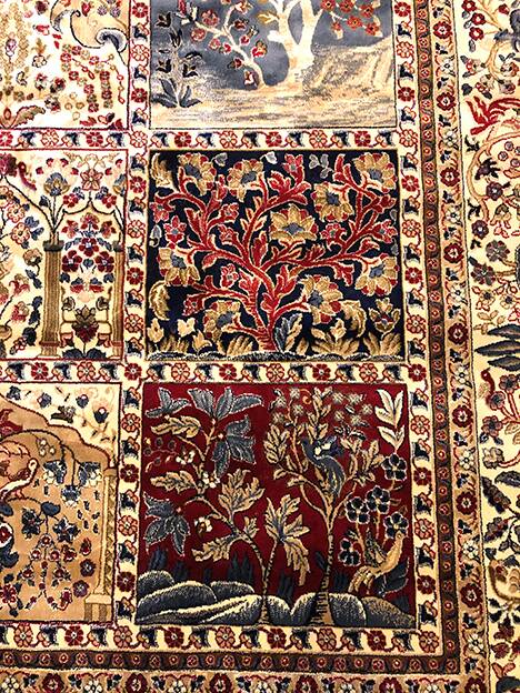 Wool carpets, cloisonné decorations of birds and gardens, mechanical weaving. New condition.