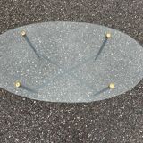 Oval glass and brass coffee table 1950