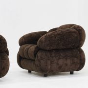 Vintage Italian armchairs brown velvet  1970s , set of 2