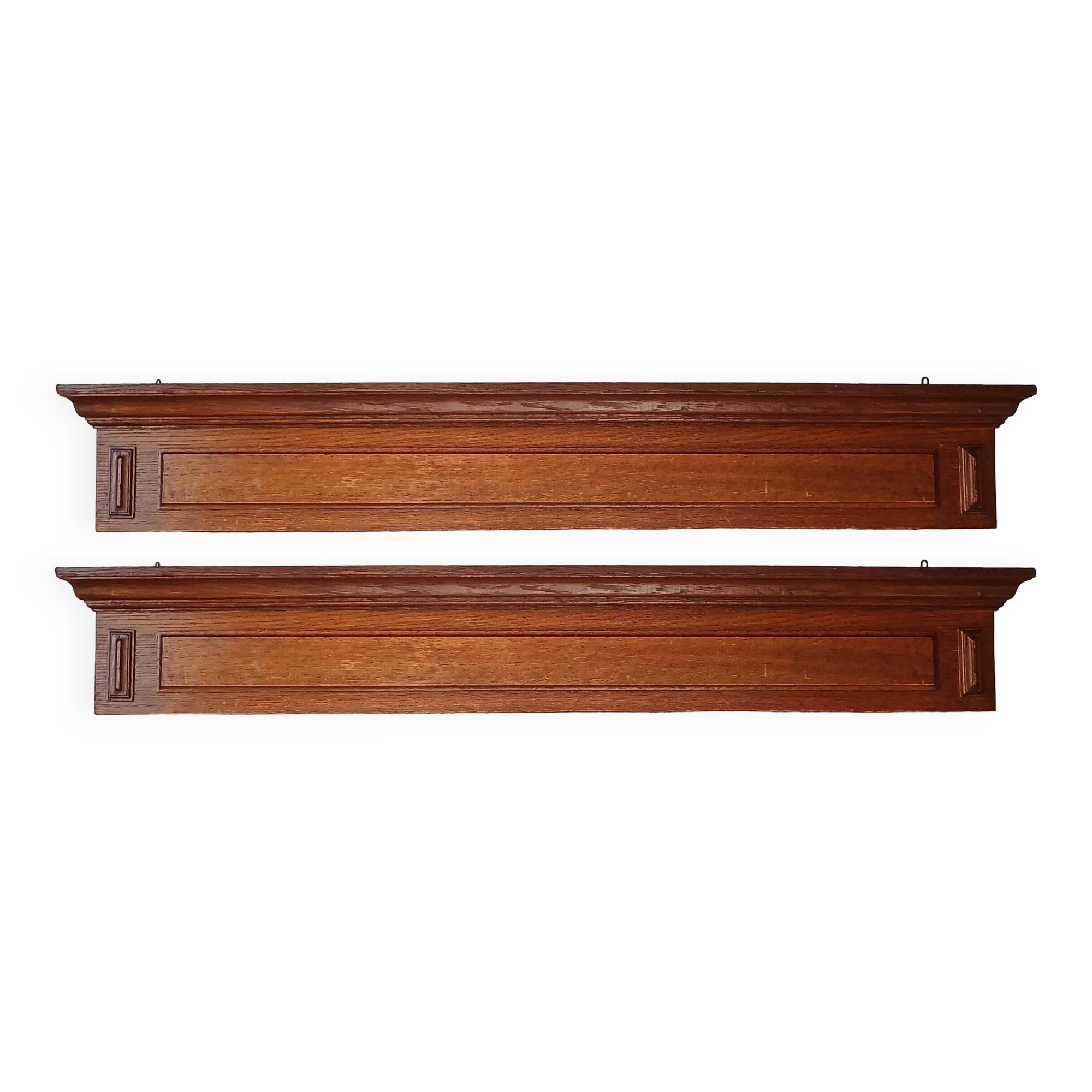 Set of 2 solid oak pediments