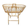 Rattan and bamboo cradle, vintage, 60s