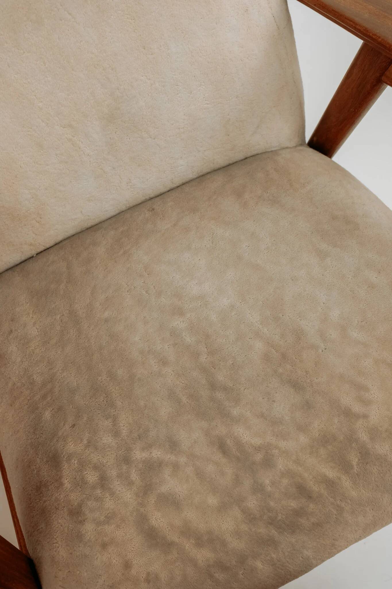 Vintage teak armchair, 1960s - Beige upholstery