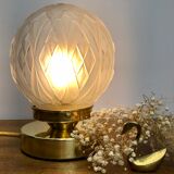 Vintage art deco globe table lamp in frosted glass