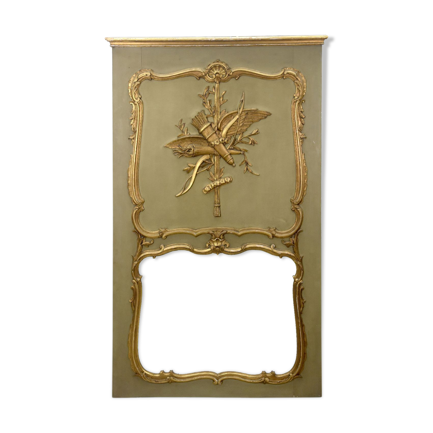 Louis XV era 1900 gilded laquered wood trumeau