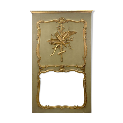 Trumeau en bois laqué doré de style Louis XV époque 1900