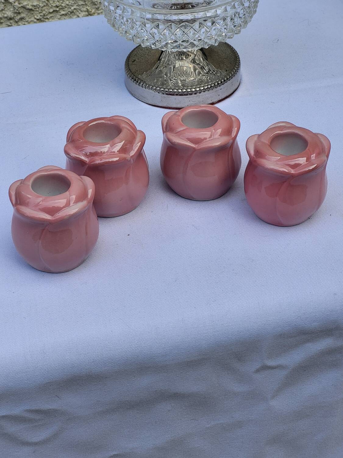 Pink flower candle holder