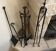 Wrought iron fireplace tool set, 10 pieces