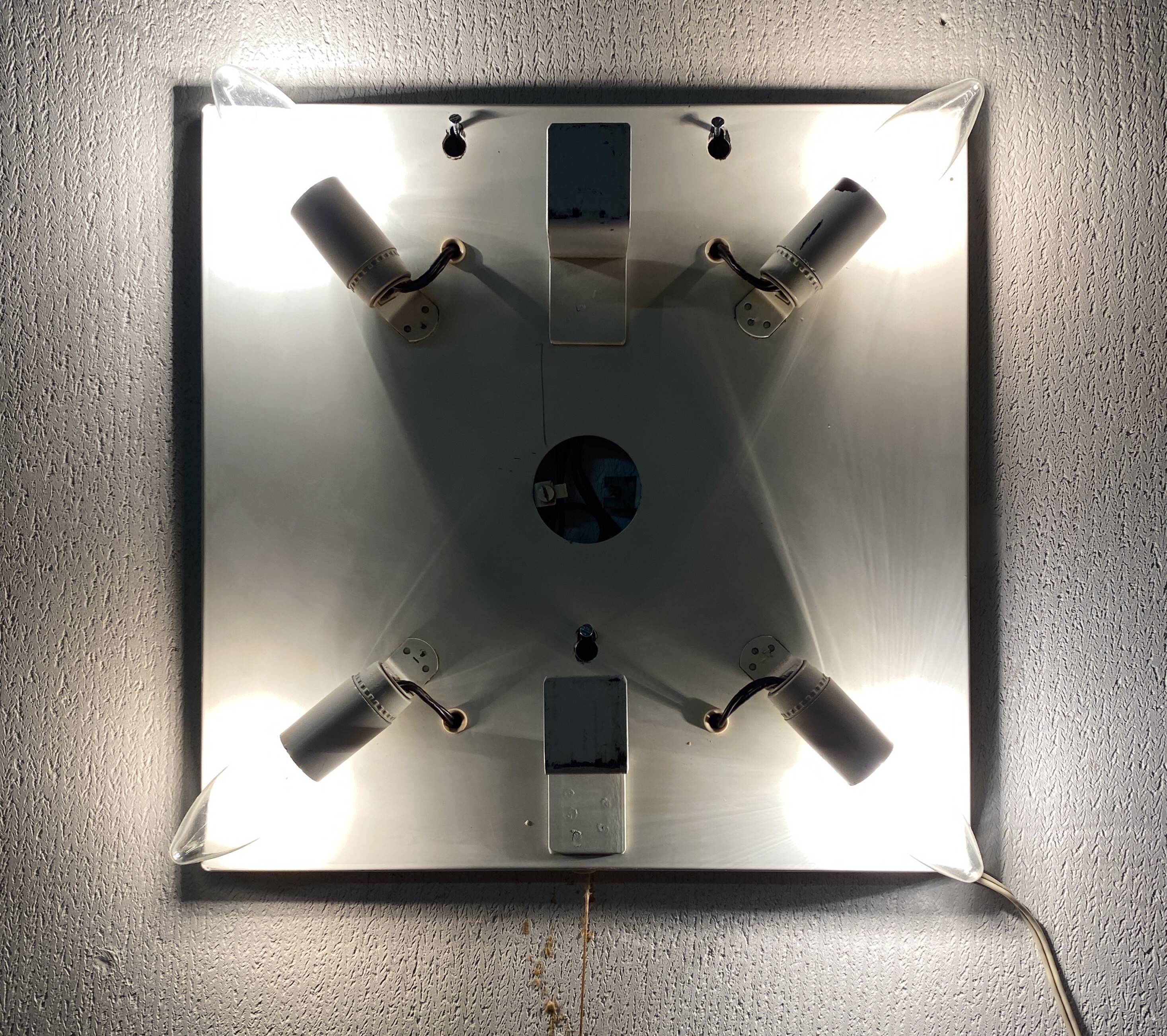 Ice mirror by Egon Hilleband square with light 1970s
