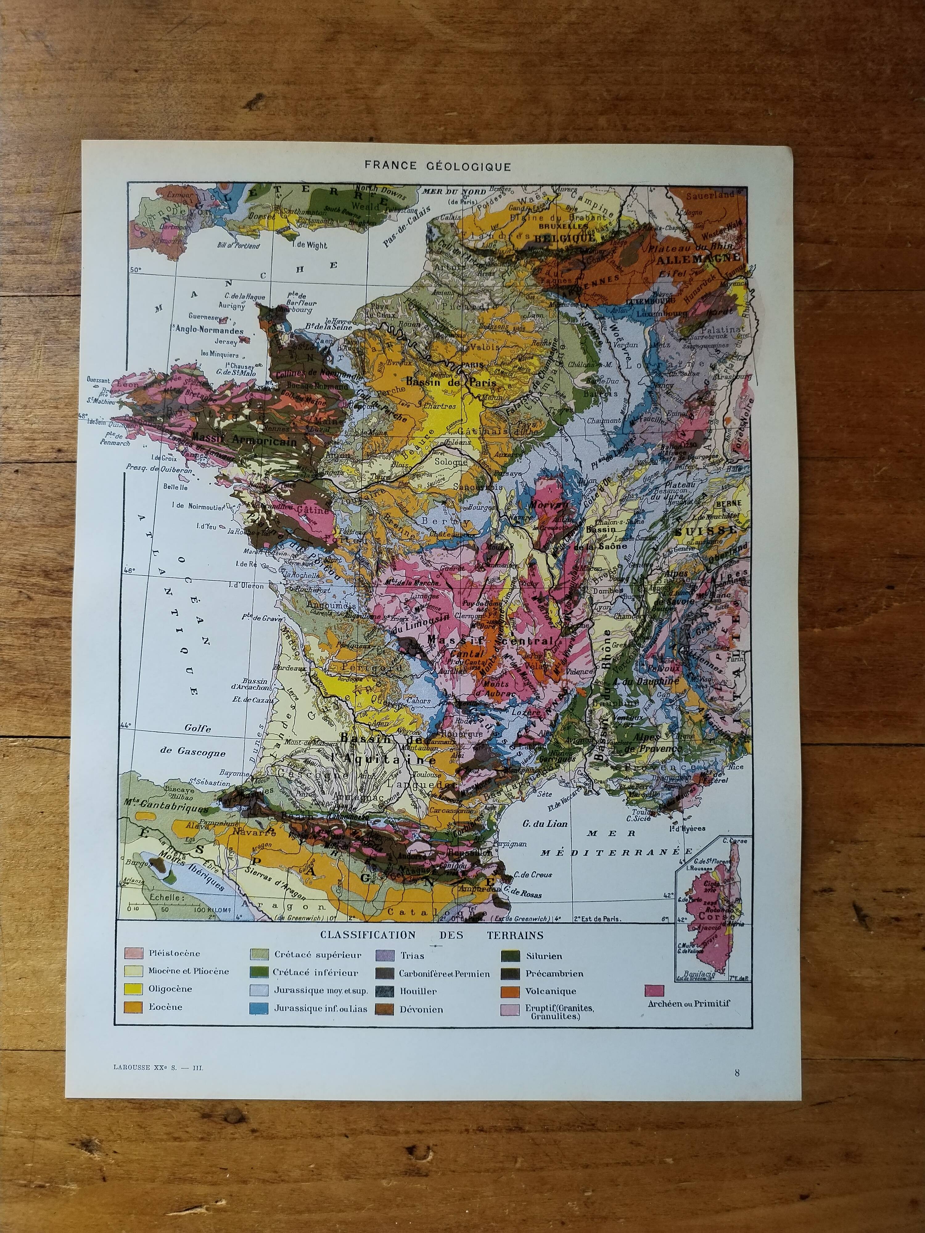 Original lithograph on France (geological + mining)