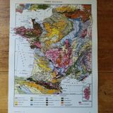 Original lithograph on France (geological + mining)