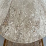 Travertine and wood dining table