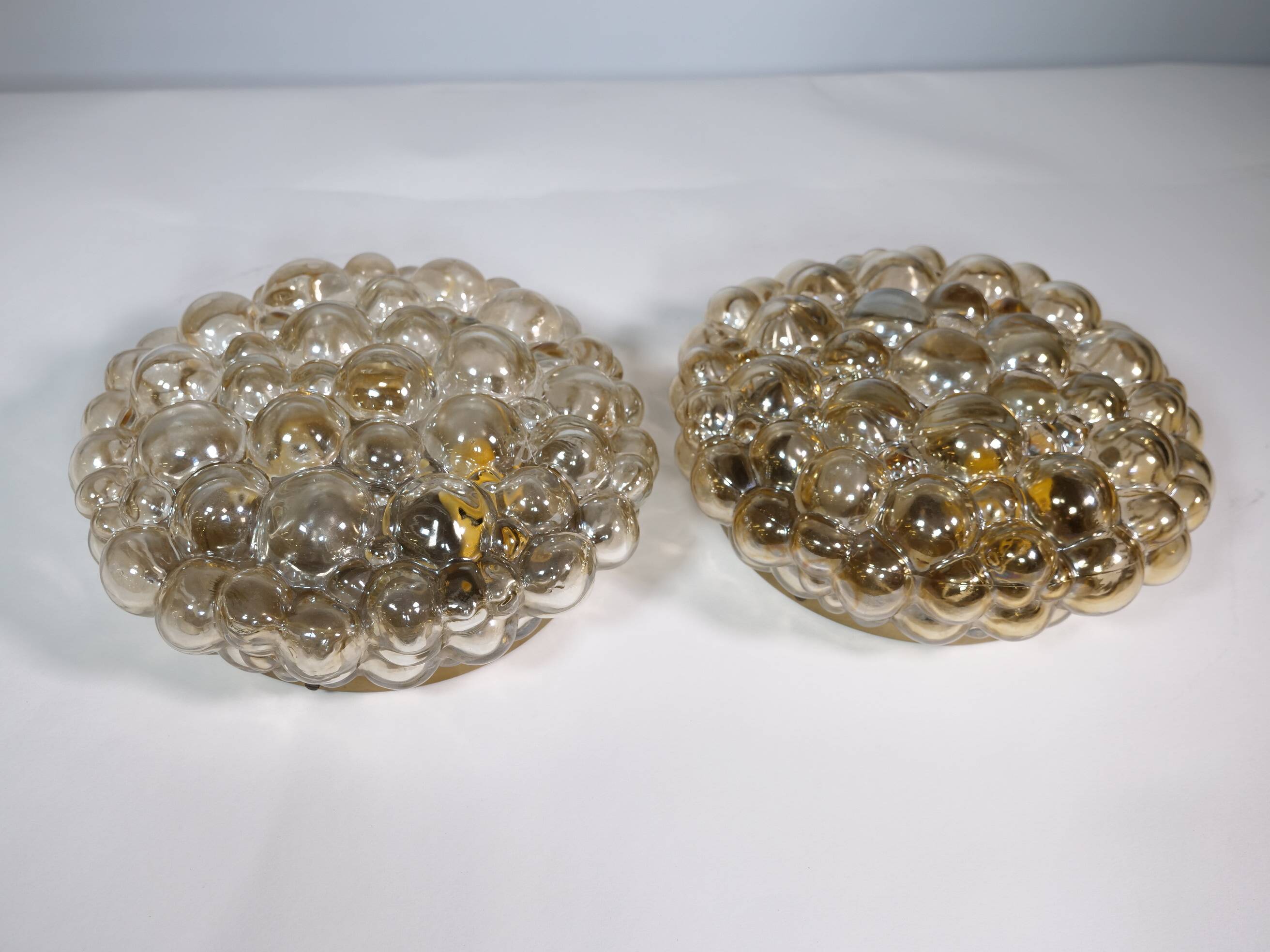 Plafonniers en verre bullé par Helena Tynell pour Glashütte Limburg, lot de 2