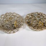 Plafonniers en verre bullé par Helena Tynell pour Glashütte Limburg, lot de 2