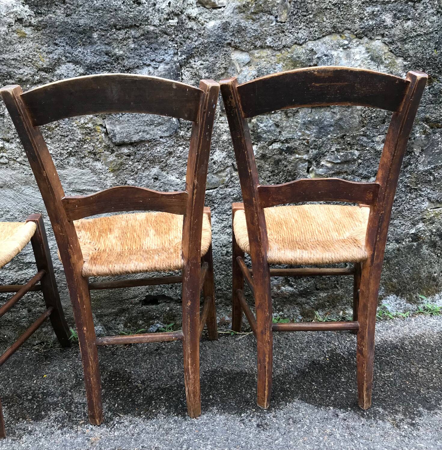 Set of 6 straw bistro chairs