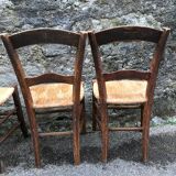 Set of 6 straw bistro chairs