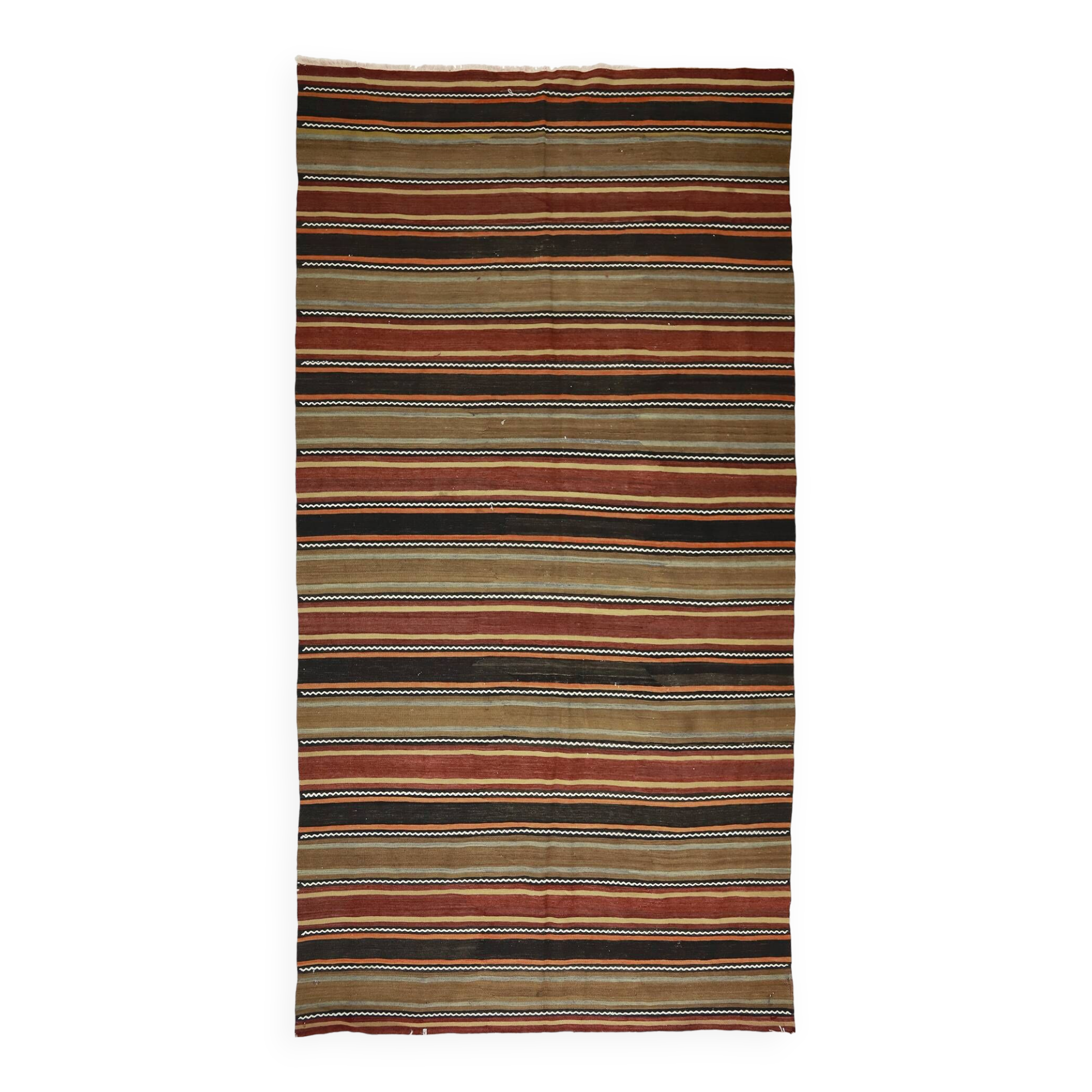 Turkish Anatolian Handmade Vintage Area Kilim Rug 336 cm x 173 cm