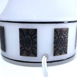 Opaline lamp base frieze stylized flowers 70s