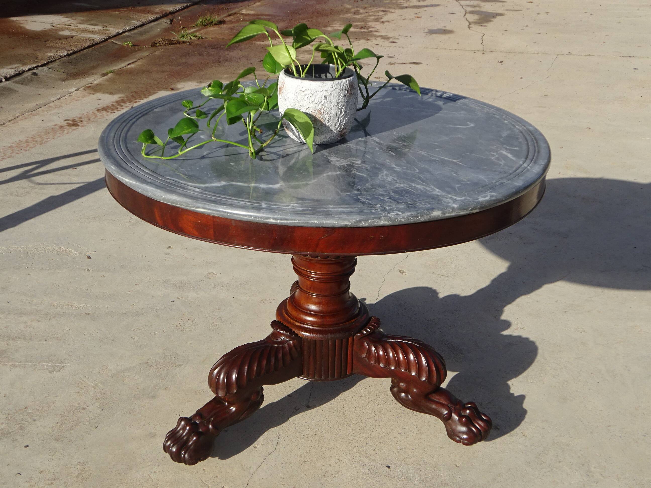 Empire guéridon, rotating marble top