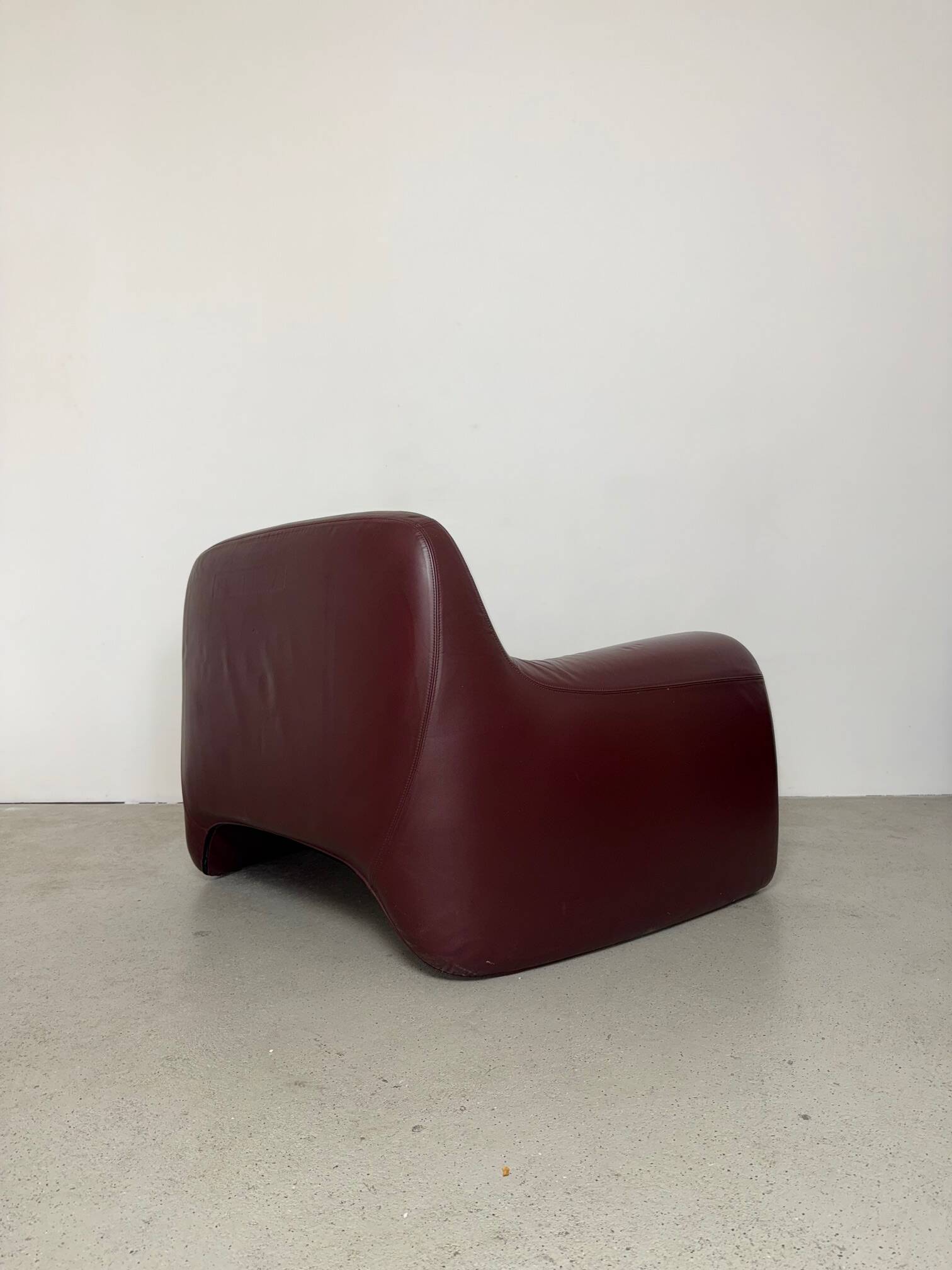 Sculptural Leather Lounge Chair by Cinova, Italy 1970s