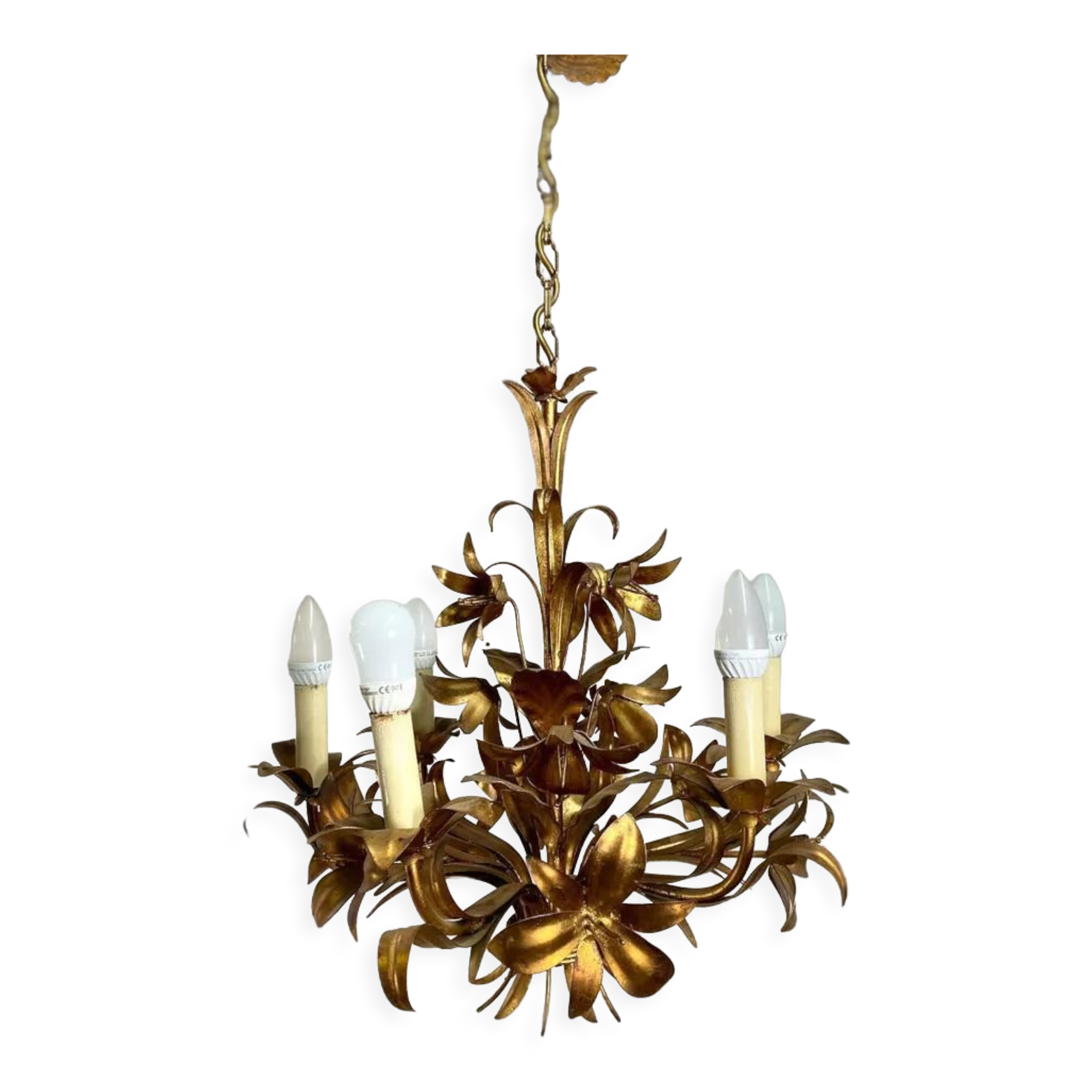 Vintage "golden" pendant lamp / flower chandelier