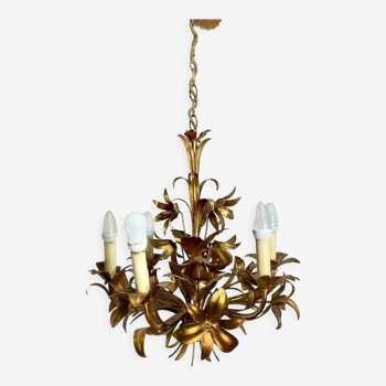 Vintage "golden" pendant lamp / flower chandelier