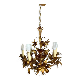 Vintage "golden" pendant lamp / flower chandelier