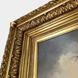 Large Rococo painting with gilded wooden frame, Belgium ca. 1900