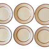 6 assiettes plates anciennes en faïence de Longchamp
