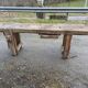 Old wooden workbench furniture by trade with vice