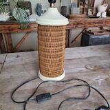 wood and wicker lamp