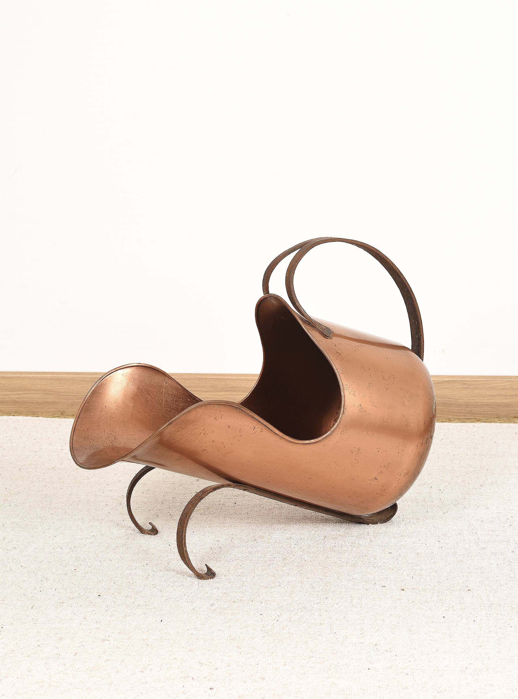 Antique copper bucket or log holder.