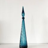 Carafe italienne Empoli en verre bleu, 1960