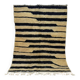 Handmade Moroccan rug in ecru with coloured patterns, 250cm x 150cm.