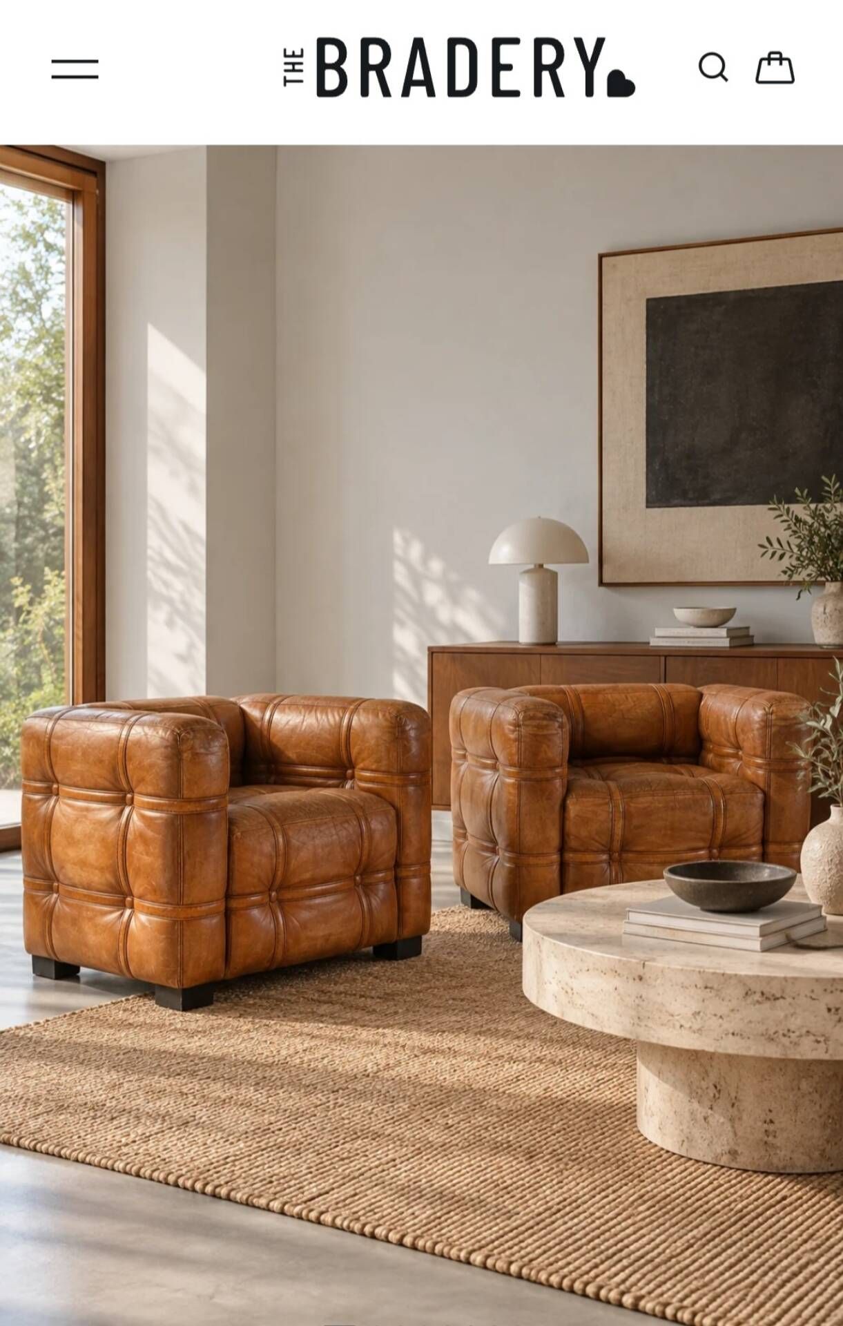Cube leather armchairs