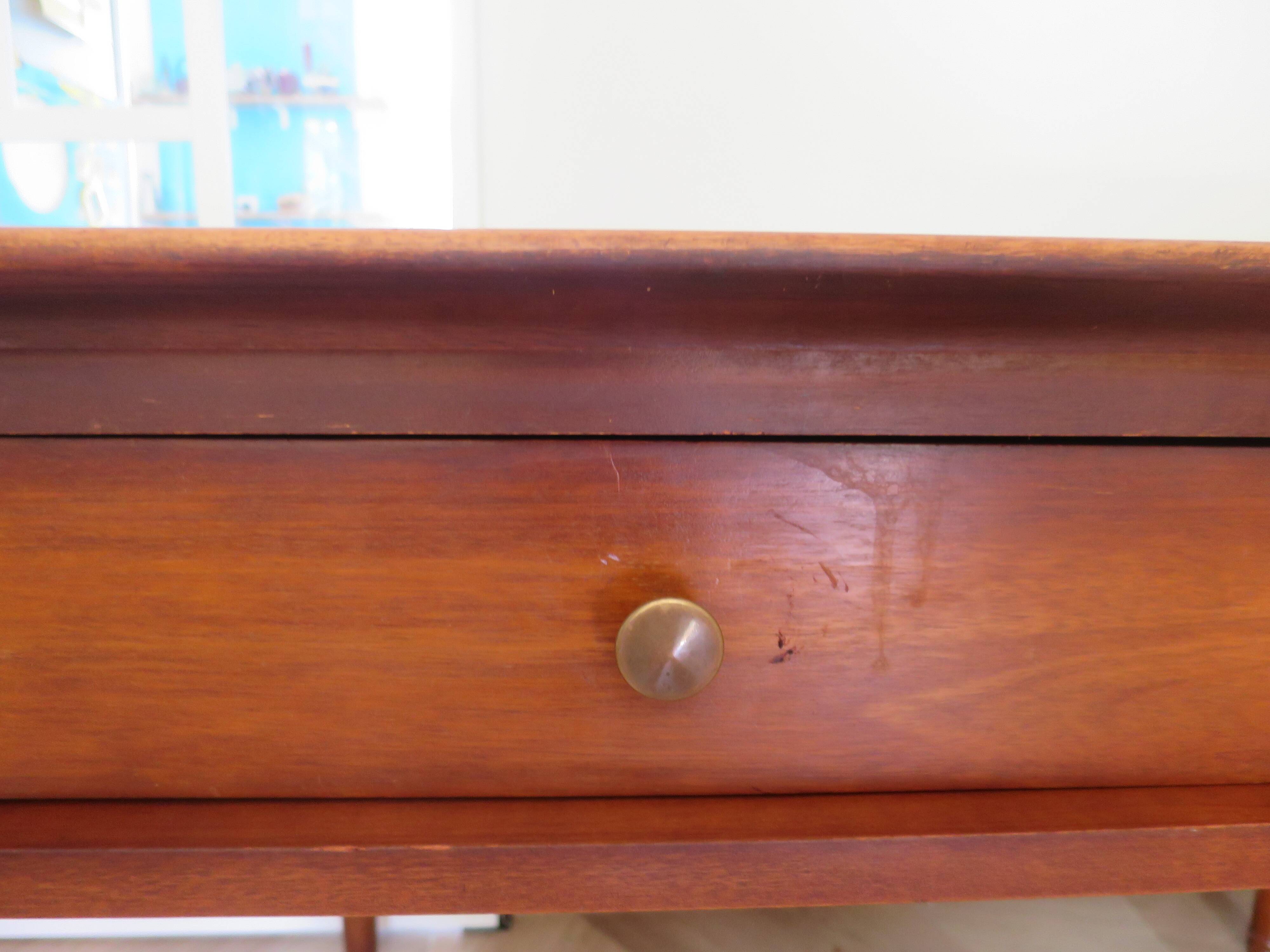minister's desk - 2 drawers - solid wood - faux leather writing pad - Louis Philippe