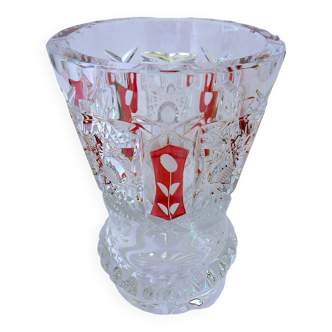 Vase bicolore en cristal taillé