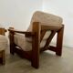 Lot of 2 solid elm armchairs, Maison Regain design, 70s vintage
