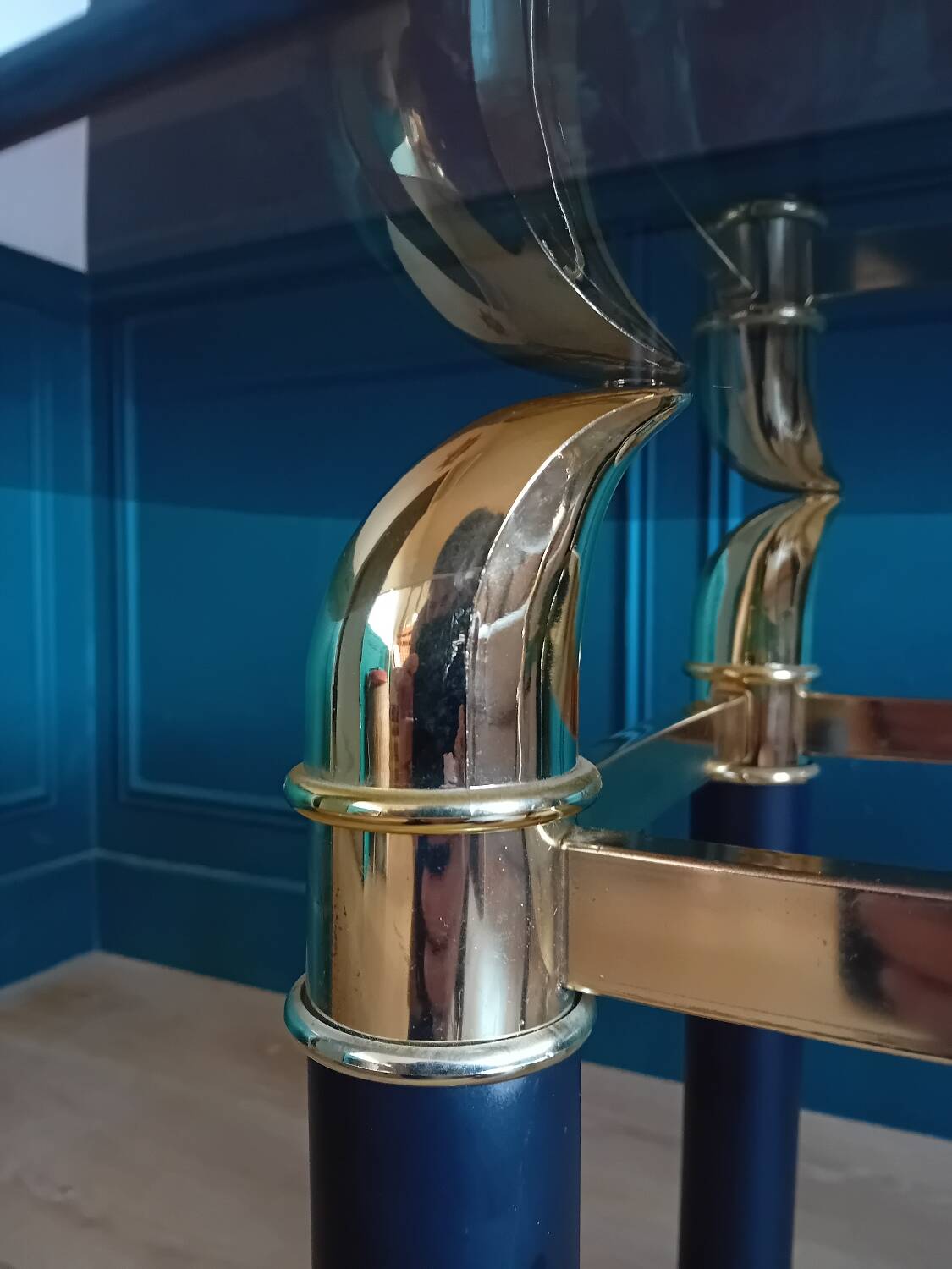 Glass and brass coffee table, 1970