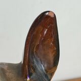 Iridescent ceramic wolf dog, Hubert Béquet
