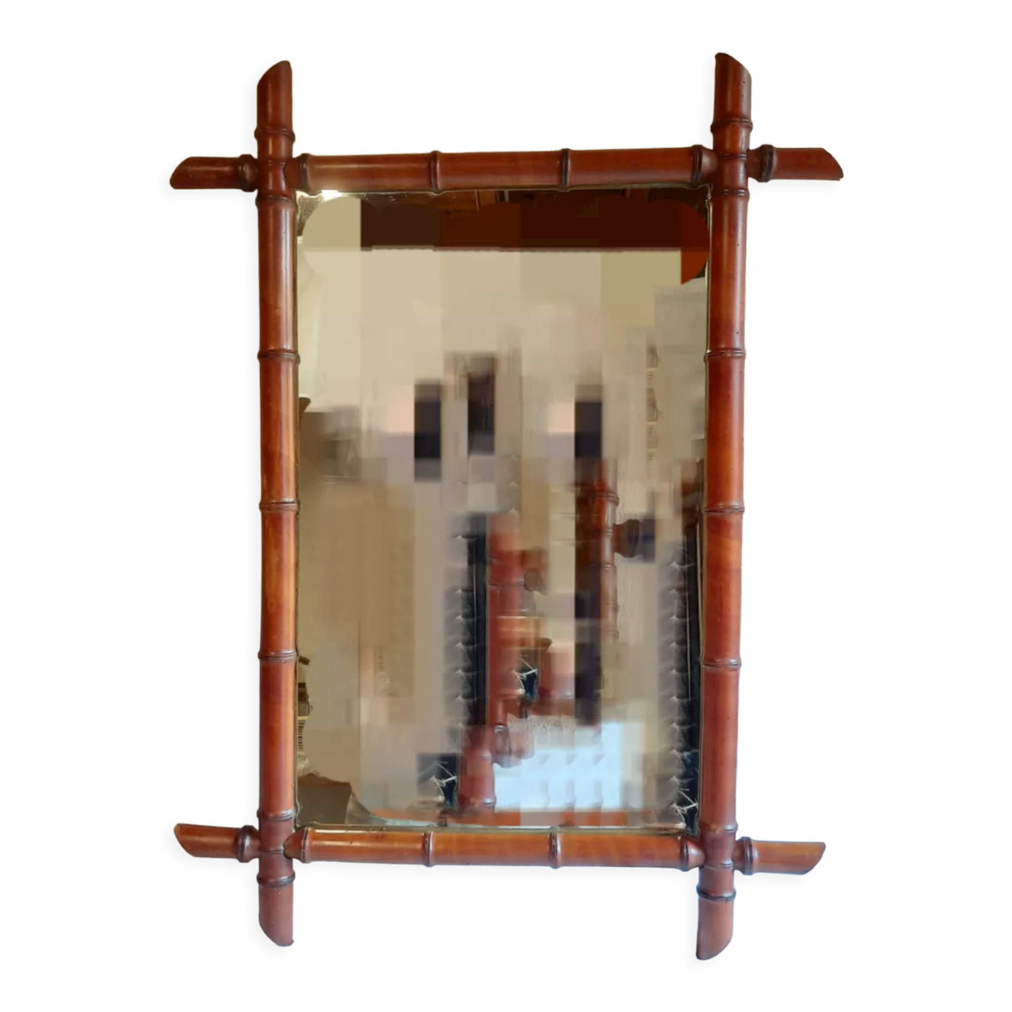 Mirror period 1950 wood beautiful imitation bamboo