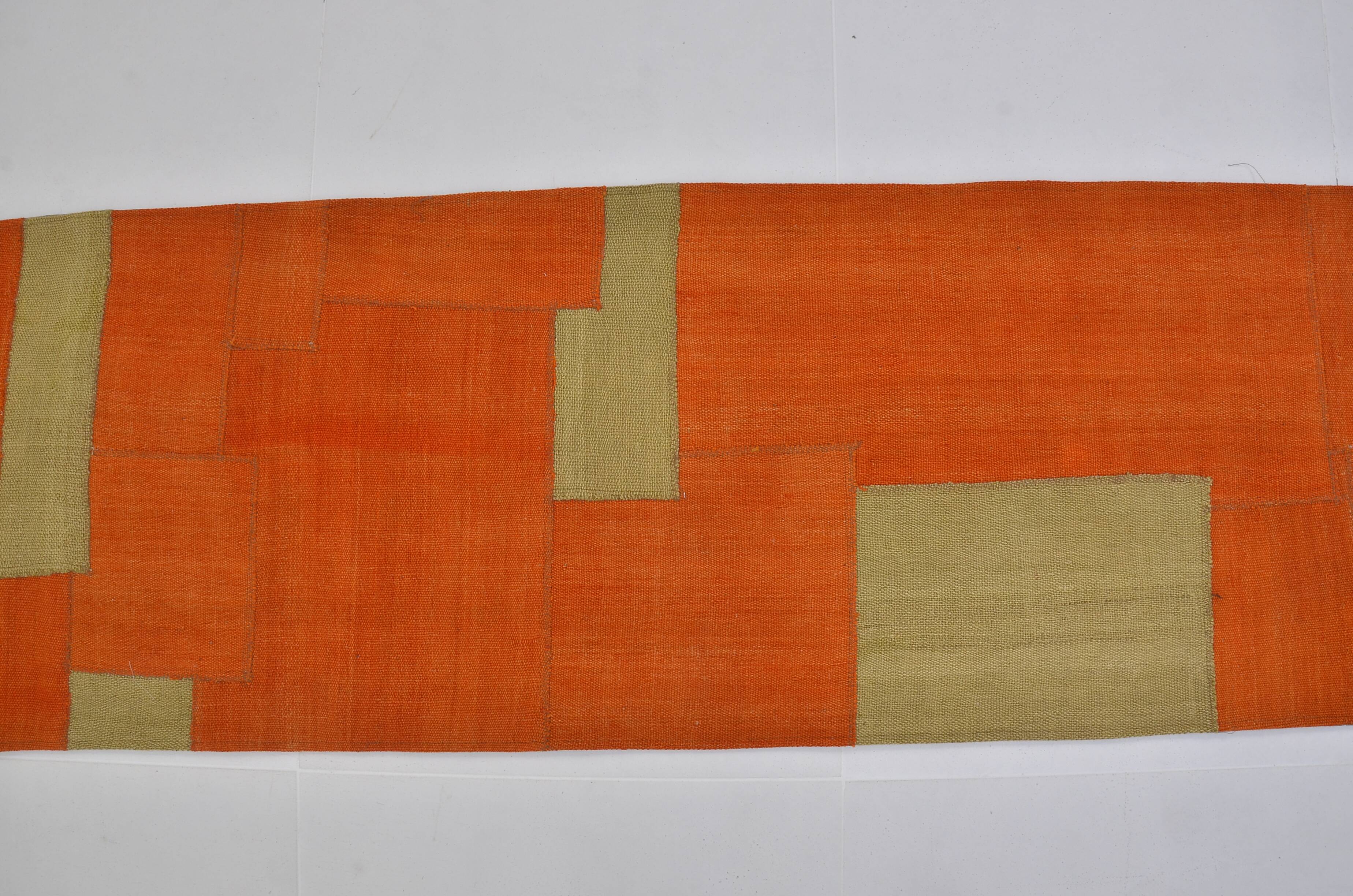 Orange And Green Vintage Kilim Runner sku 3857