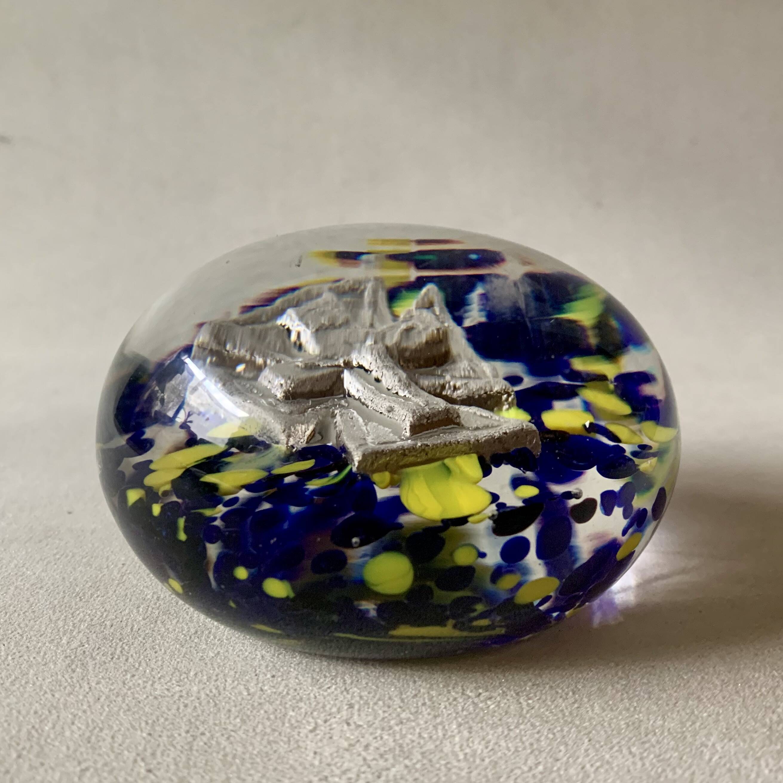 Antique sulfide paperweight - Cross of Jesus